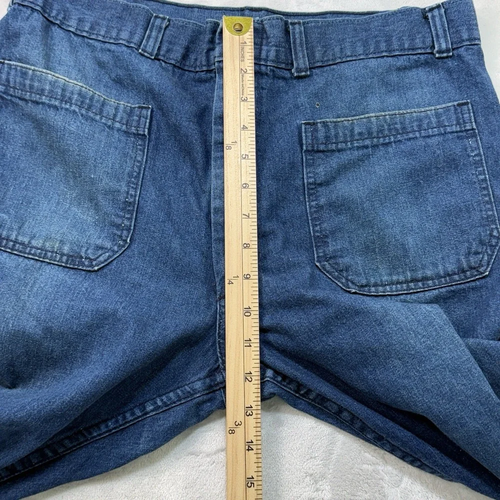Vintage 70s Seafarer Bell Bottom Jeans 36x32 USA Made Navy Denim Sailor Talon 42